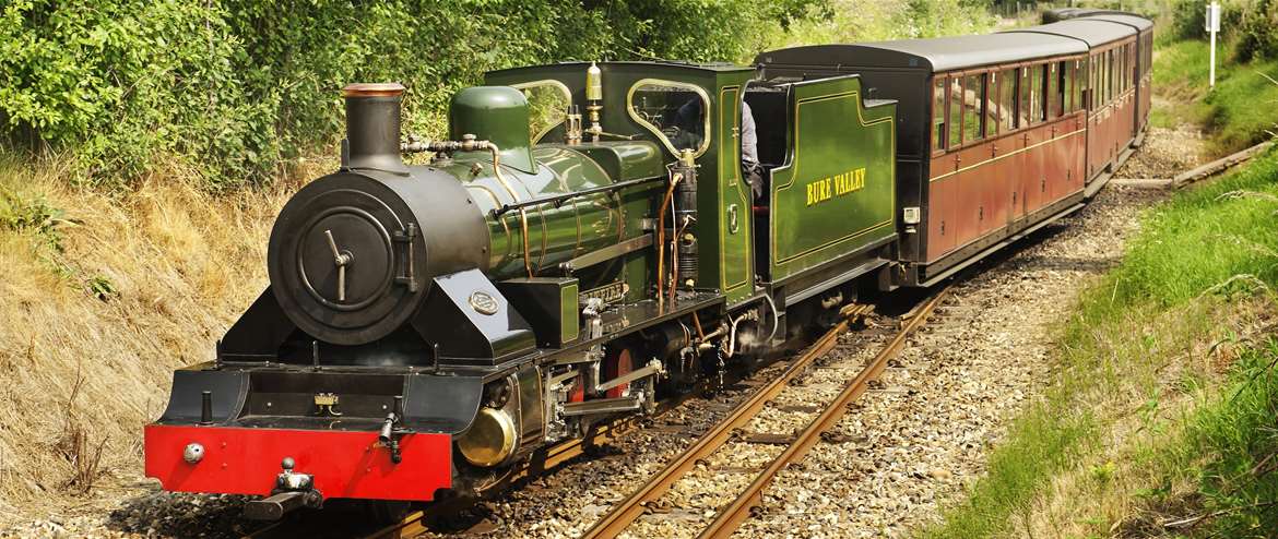 Bure Valley Railway Wroxham Norfolk Engine 7 arriving Wroxham