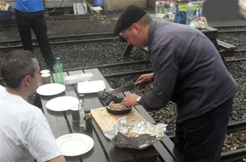 Loco Cooking Duck being plated up after cooking in smokebox